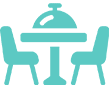 cyan dining options icon