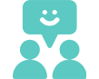 cyan friendly conversation icon