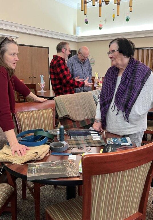 tenants talking during kilt making